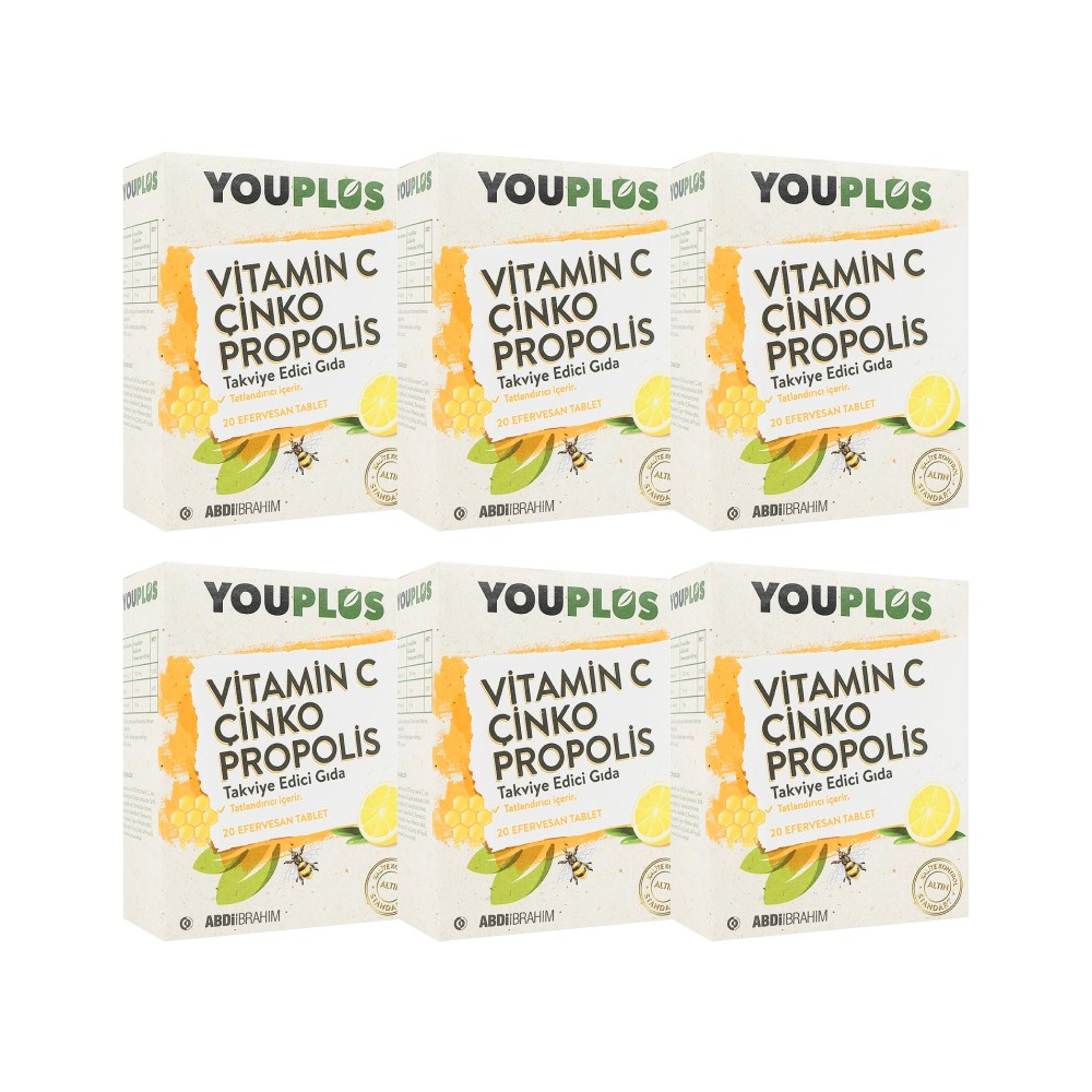 Youplus Vitamin C, Çinko, Propolis 20 Efervesan Tablet x 6