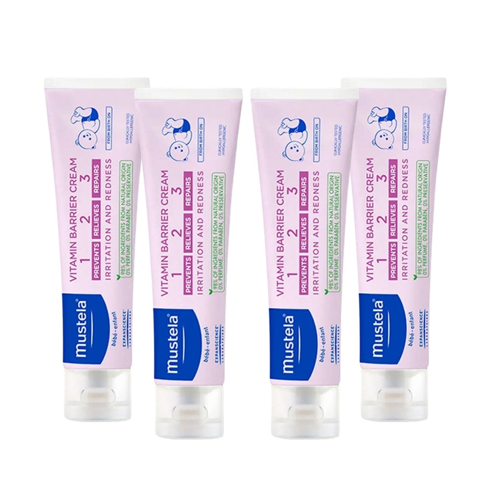 Mustela Vitamin Barrier Cream 1.2.3 Pişik Kremi 100 ml x 4