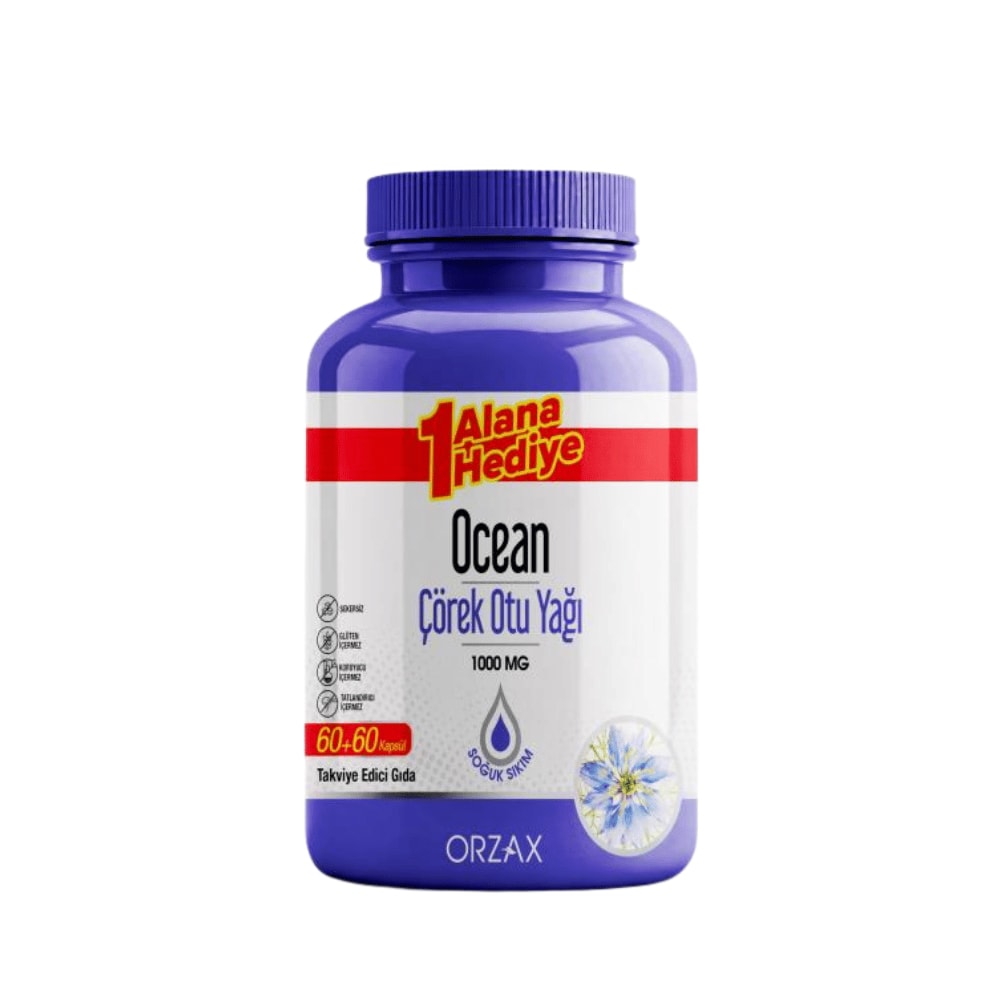 Orzax Ocean Çörek Otu Yağı 1000 mg 60 + 60 Kapsül