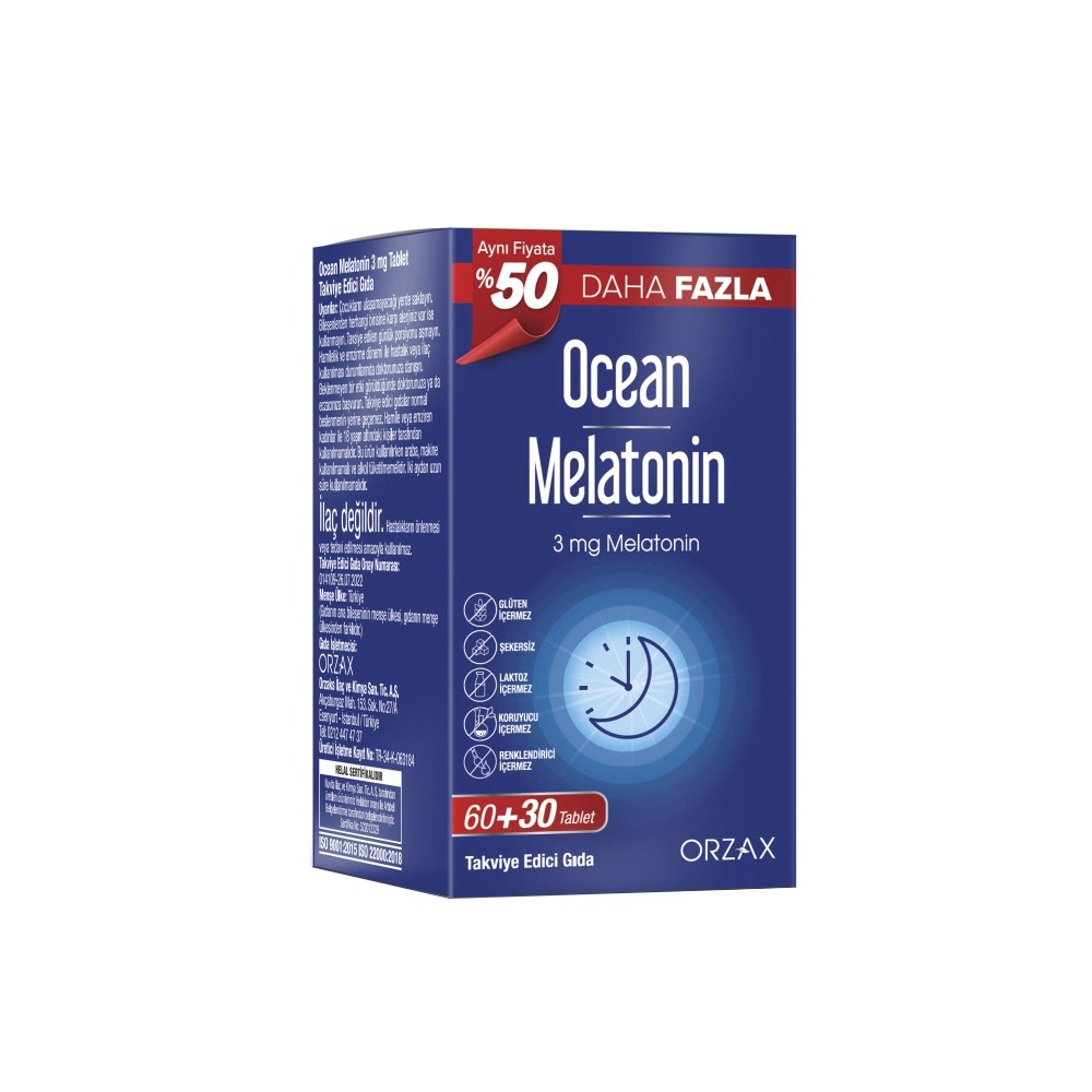 Orzax Ocean Melatonin Takviye Edici Gıda 60 + 30 Tablet