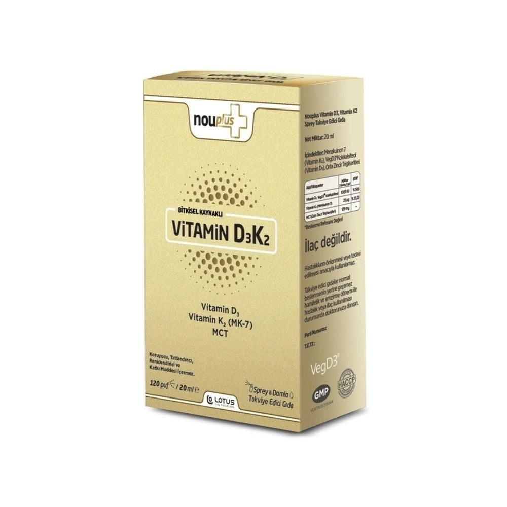 Nouplus Vitamin D3K2 Sprey Damla 20 ml