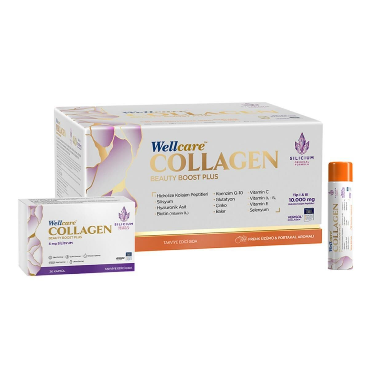 Wellcare Collagen Beauty Boost Plus Frenk Üzümü - Portakal 10000 mg 30 Tüp ve 30 Kapsül