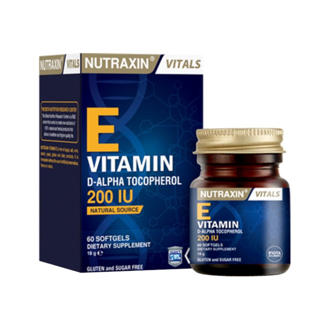 Nutraxin Vitamin E 200 IU 60 Yumuşak Kapsül