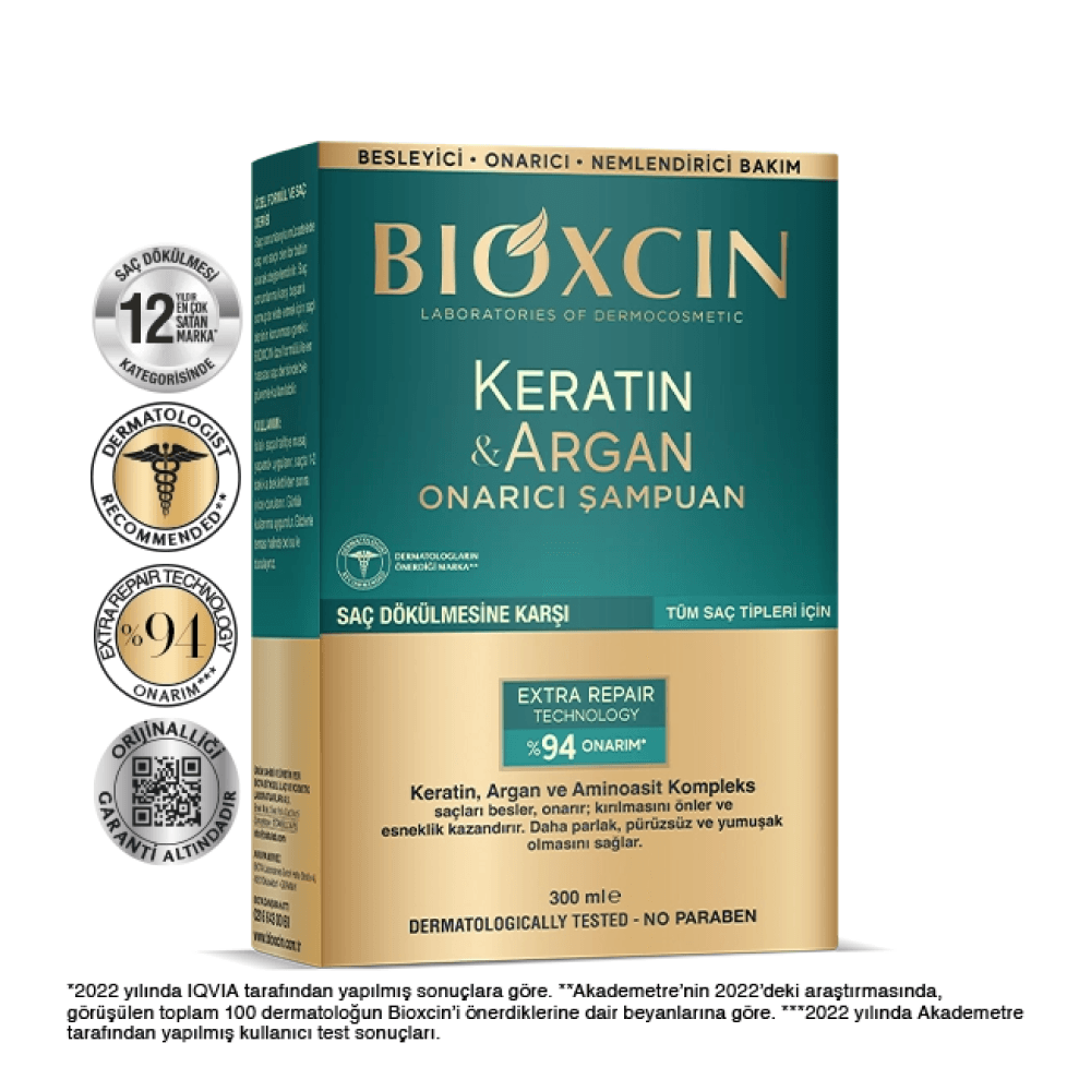 Bioxcin Keratin & Argan Onarıcı Yıpranmış ve Hasar Görmüş Saçlar İçin Şampuan 300 ml
