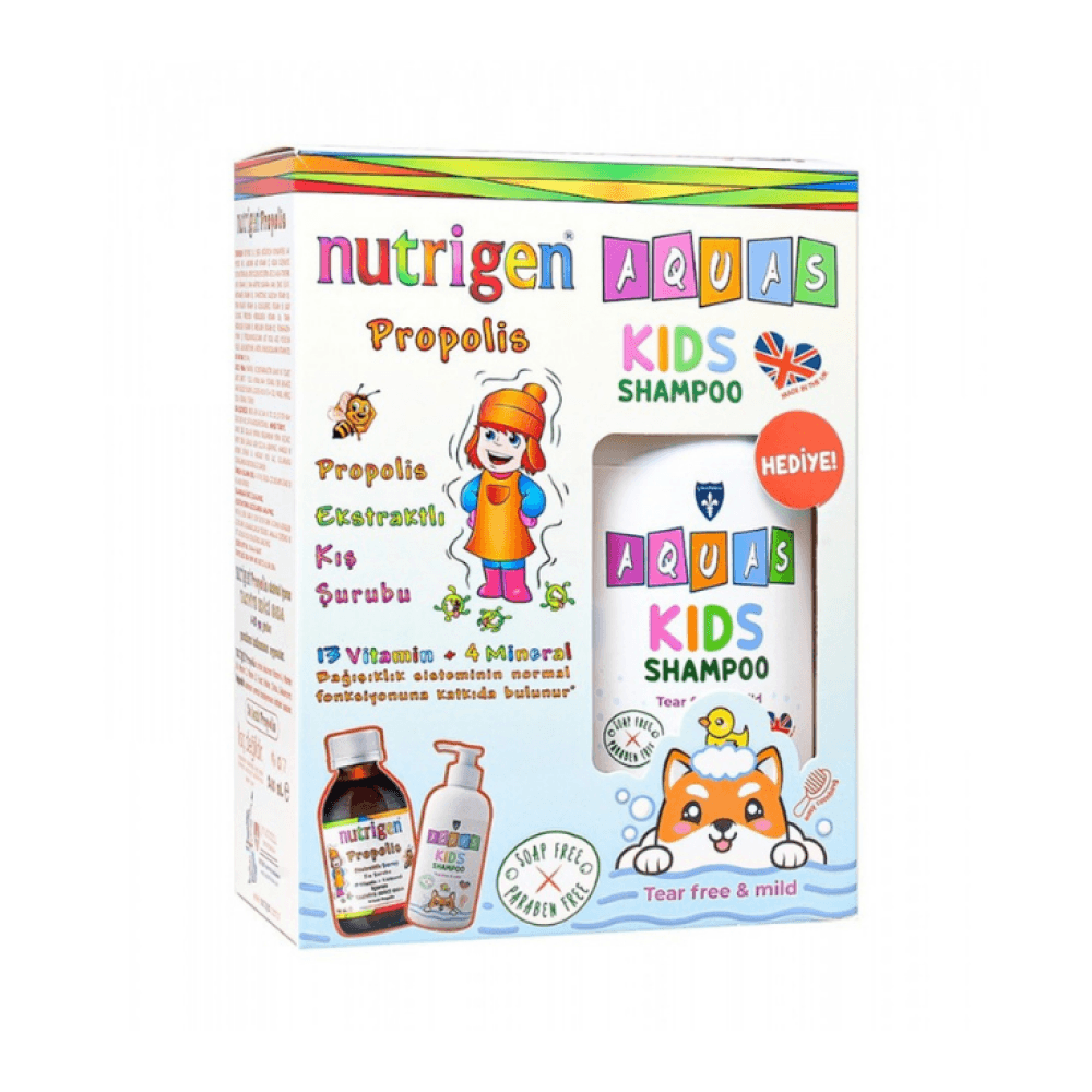 Nutrigen Propolis Ekstratlı Kış Şurubu 200 ml + Aquas Kids Şampuan 250 ml Hediye