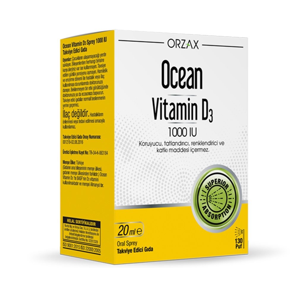 Orzax Ocean Vitamin D3 1000 IU Sprey 20 ml - 8697595871362 | Kozvit