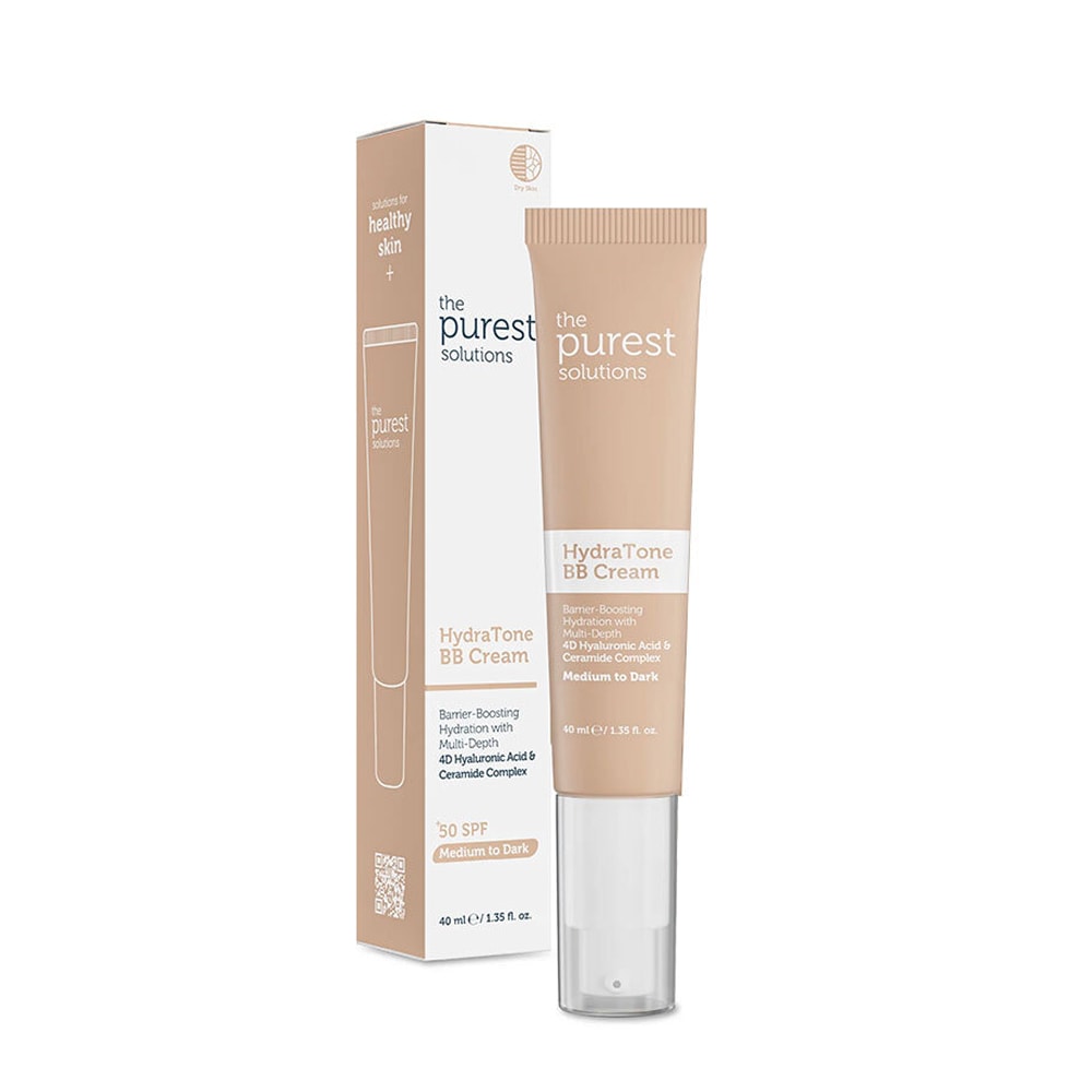 The Purest Solutions HydraTone BB Cream SPF50+ Kuru ve Karma Ciltler İçin Yoğun Nemlendirici 40 ml - Medium to Dark