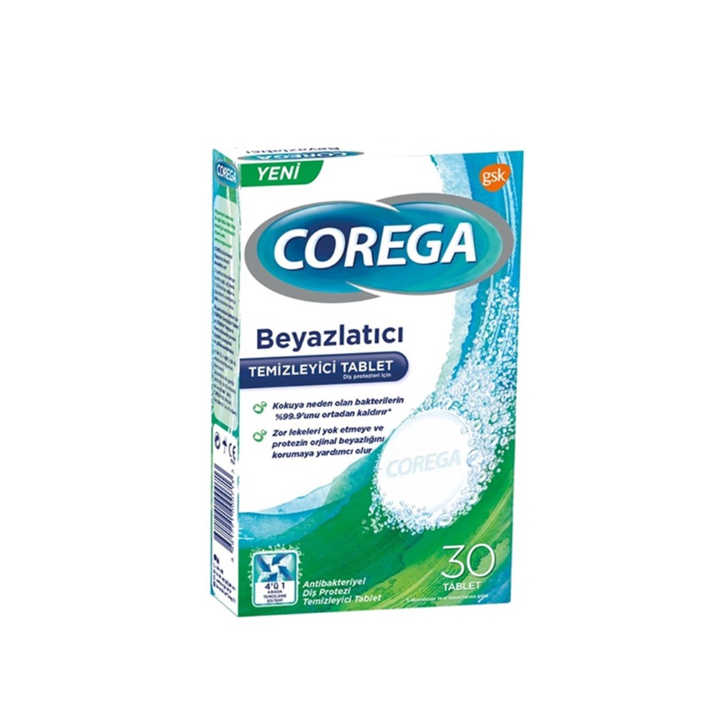 Corega Diş Protezi Beyazlatıcı Temizleyici 30 Tablet