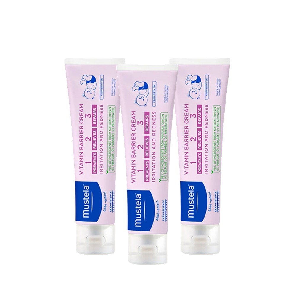 Mustela Vitamin Barrier Cream 1.2.3 Pişik Kremi 50 ml x 3