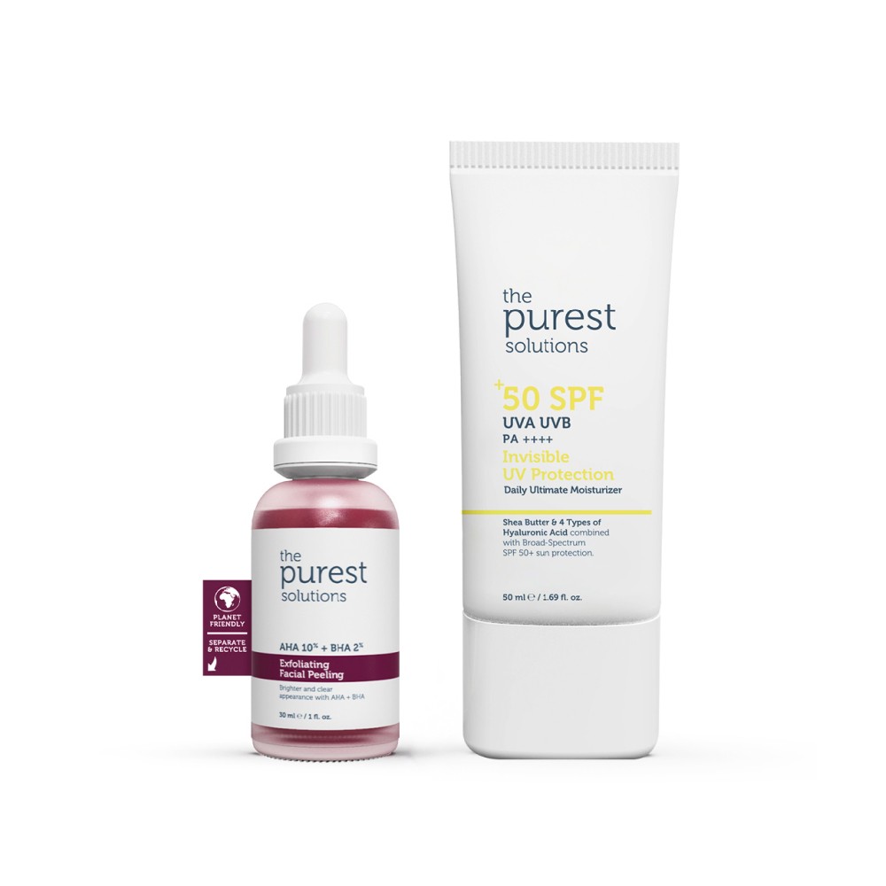 The Purest Solutions Canlandırıcı & Cilt Tonu Eşitleyici Yüz Peeling Serum + SPF+50 Güneş Koruyucu