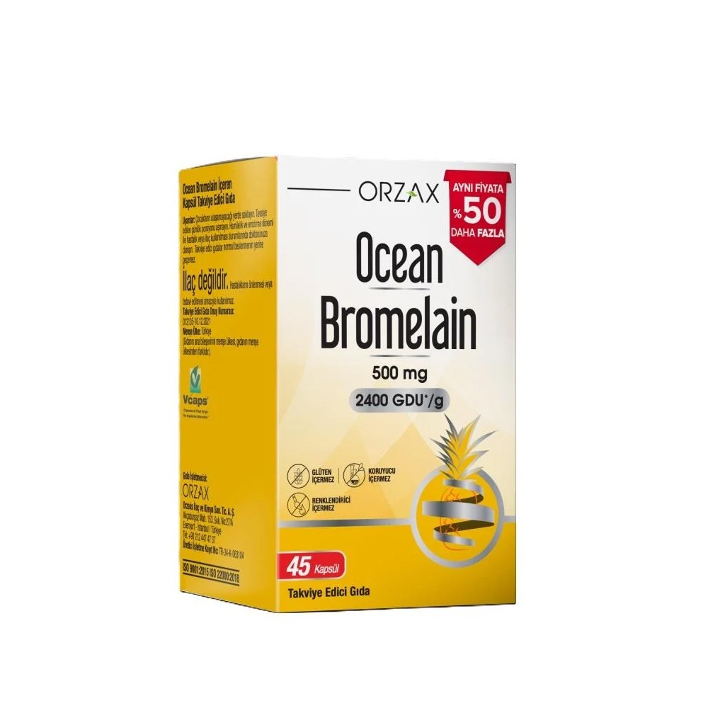 Orzax Ocean Bromelain 500 mg 45 Kapsül