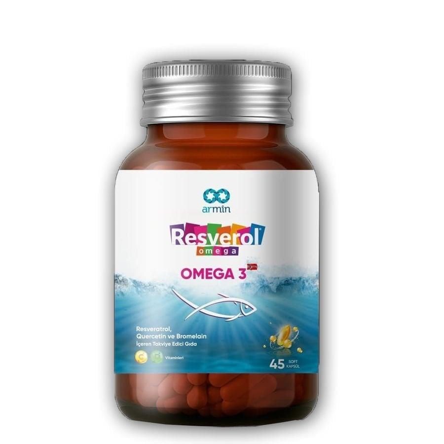 Resverol Omega 3, Resveratrol, Quercetin ve Bromelain 45 Soft Kapsül