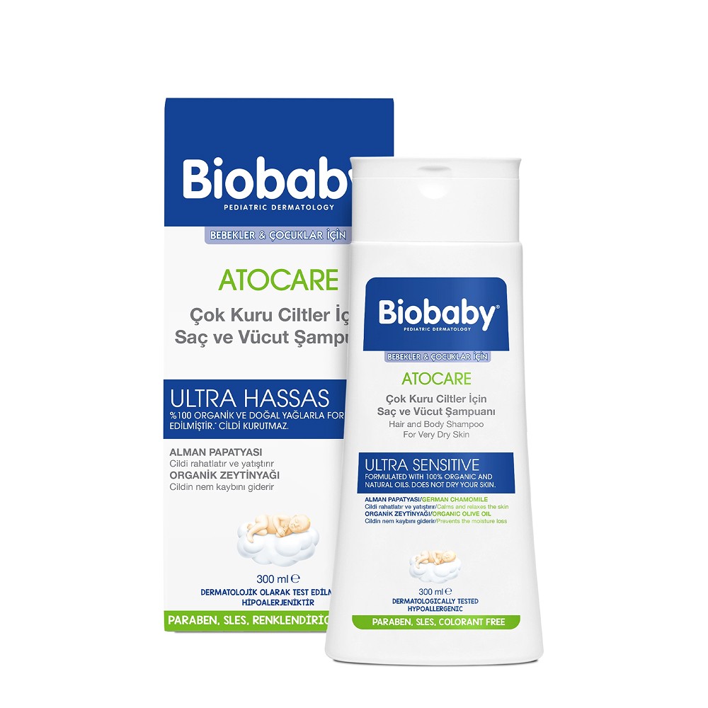 Biobaby Bebek Kuru ve Çok Kuru Ciltler İçin Saç ve Vücut Şampuanı 300 ml