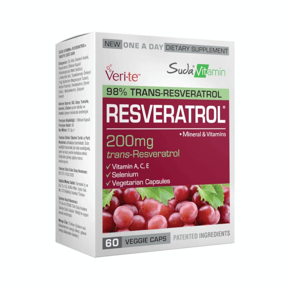 Suda Vitamins Resveratrol 60 Bitkisel Kapsül