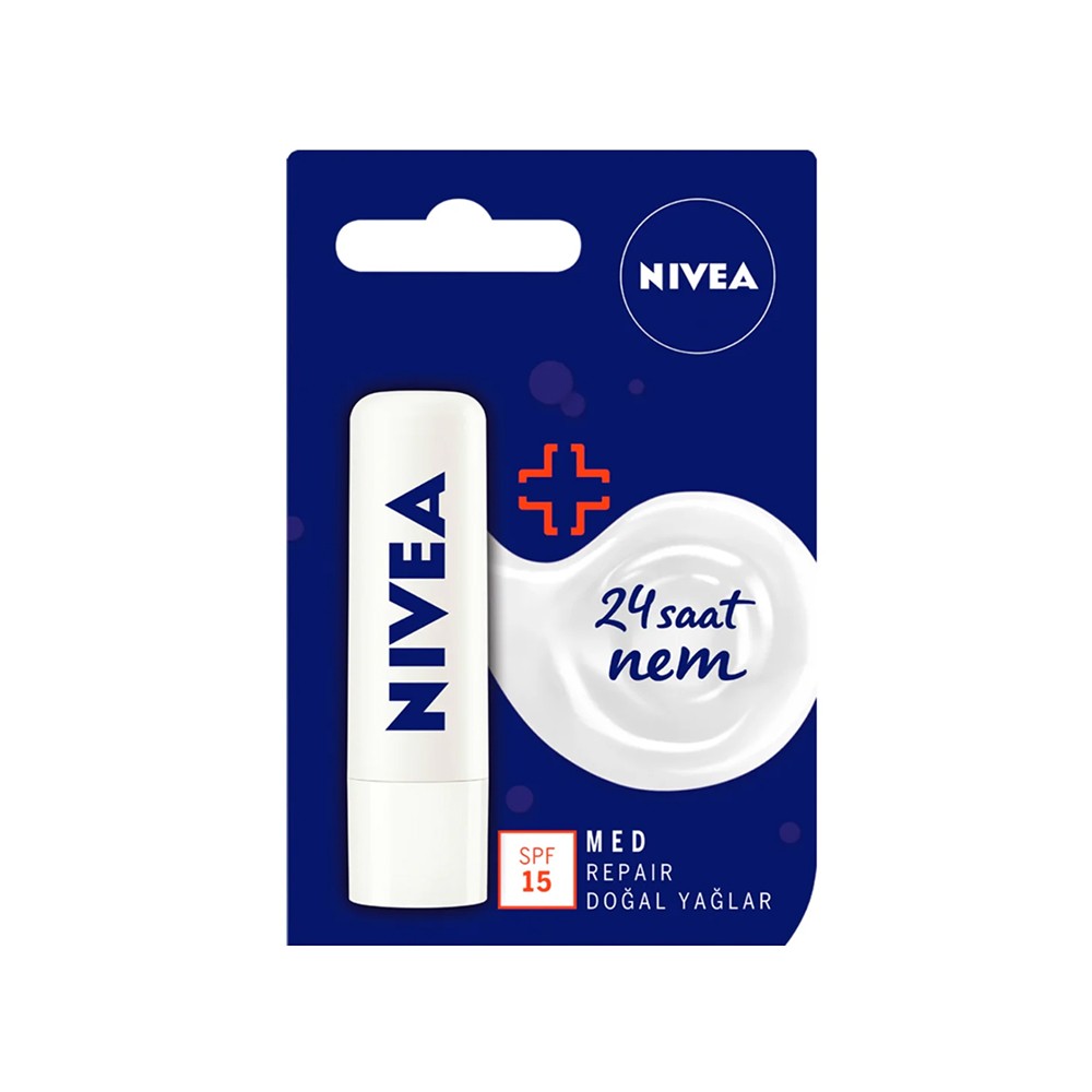 Nivea Med Repair SPF15 Renksiz Koruyucu Dudak Bakım Kremi 4.8 g