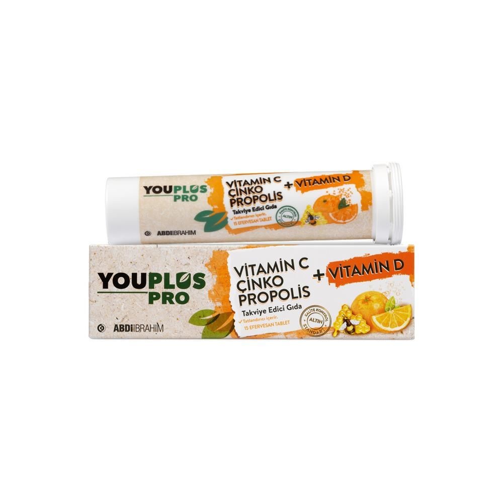 Youplus Pro Vitamin C Çinko Propolis Vitamin D 15 Efervesan Tablet