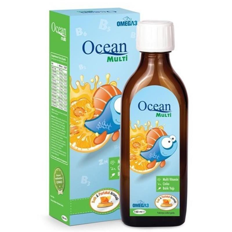 Orzax Ocean Multi Vitamin Mineral Bal ve Portakal  Aromalı Balık Yağı 150 ml