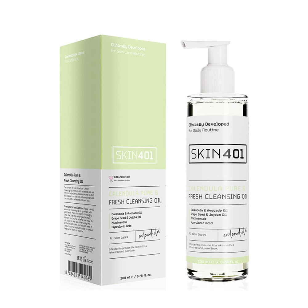 Skin401 Kalendula Saf ve Tazeleyici Cilt Temizleme Yağı 200 ml