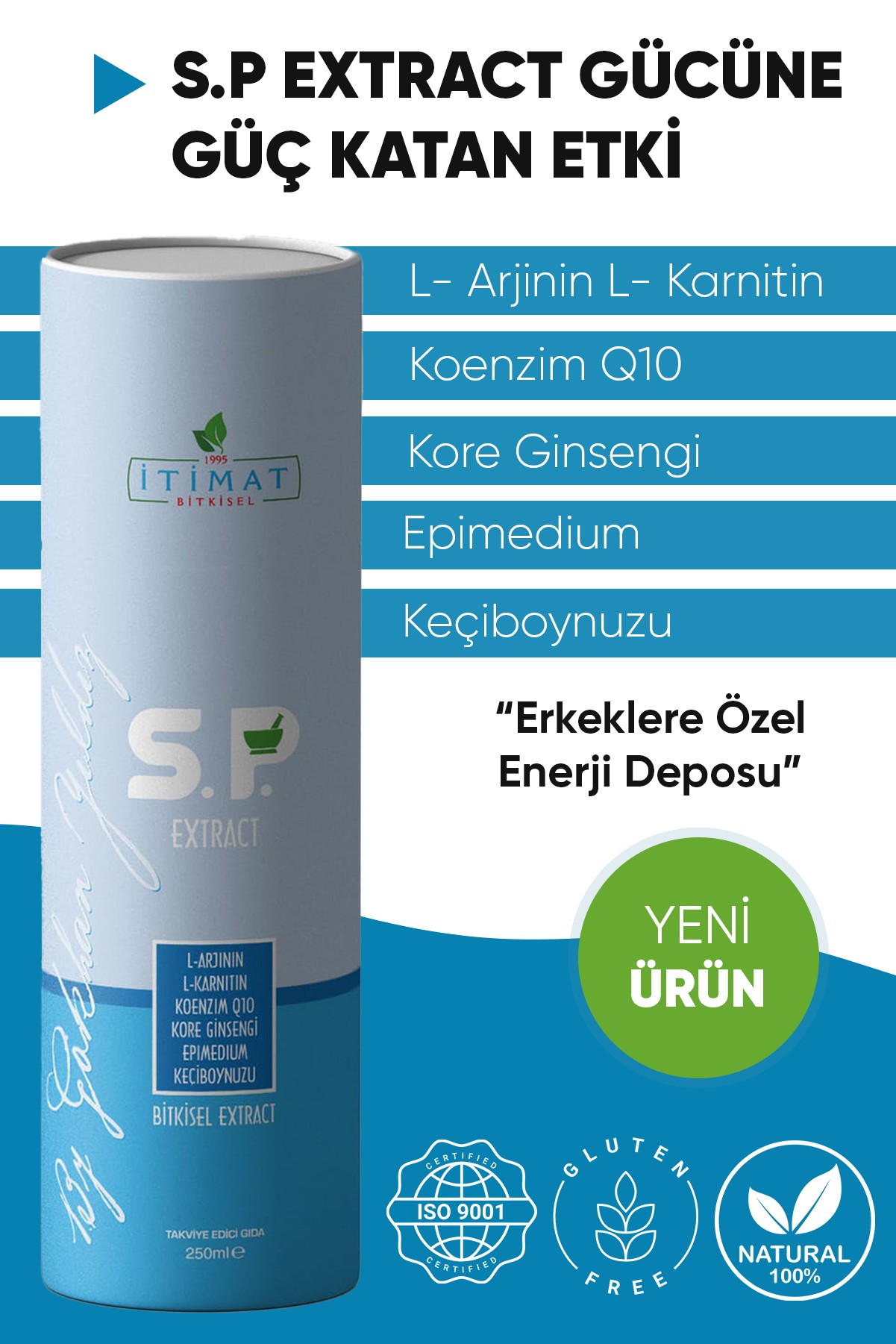 Erkeklere Özel Ginseng-koenzim Q10-l Arjinin-keçiboynuzu-l-carnitine Ekstrakt 250ml
