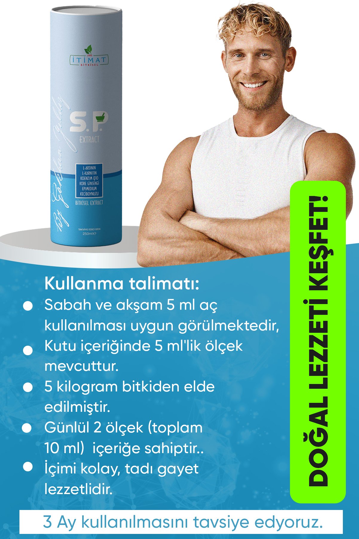 Erkeklere Özel Ginseng-koenzim Q10-l Arjinin-keçiboynuzu-l-carnitine Ekstrakt 250ml