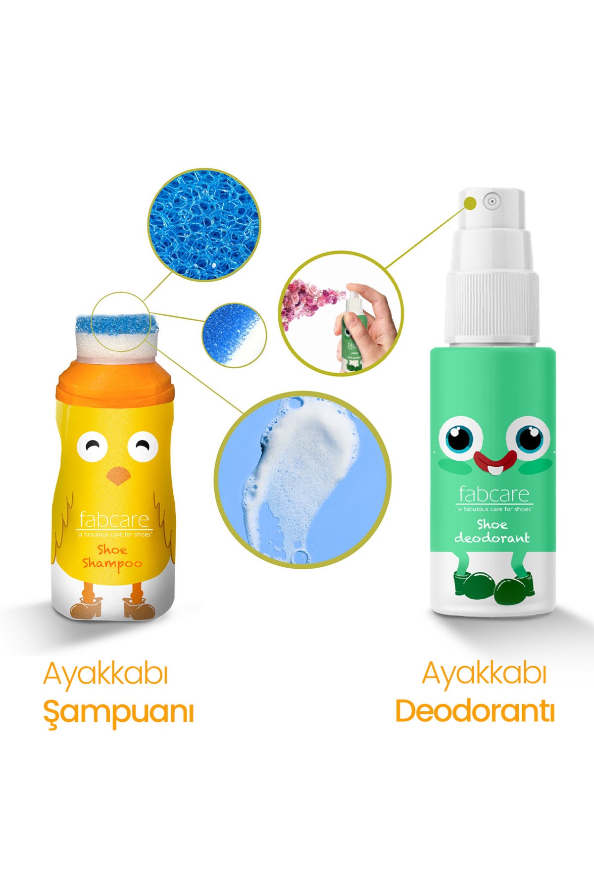 Çocuk Ayakkabı Bakım Seti - 3'lü (Deodorant + Şampuan + Parlatıcı Sünger)