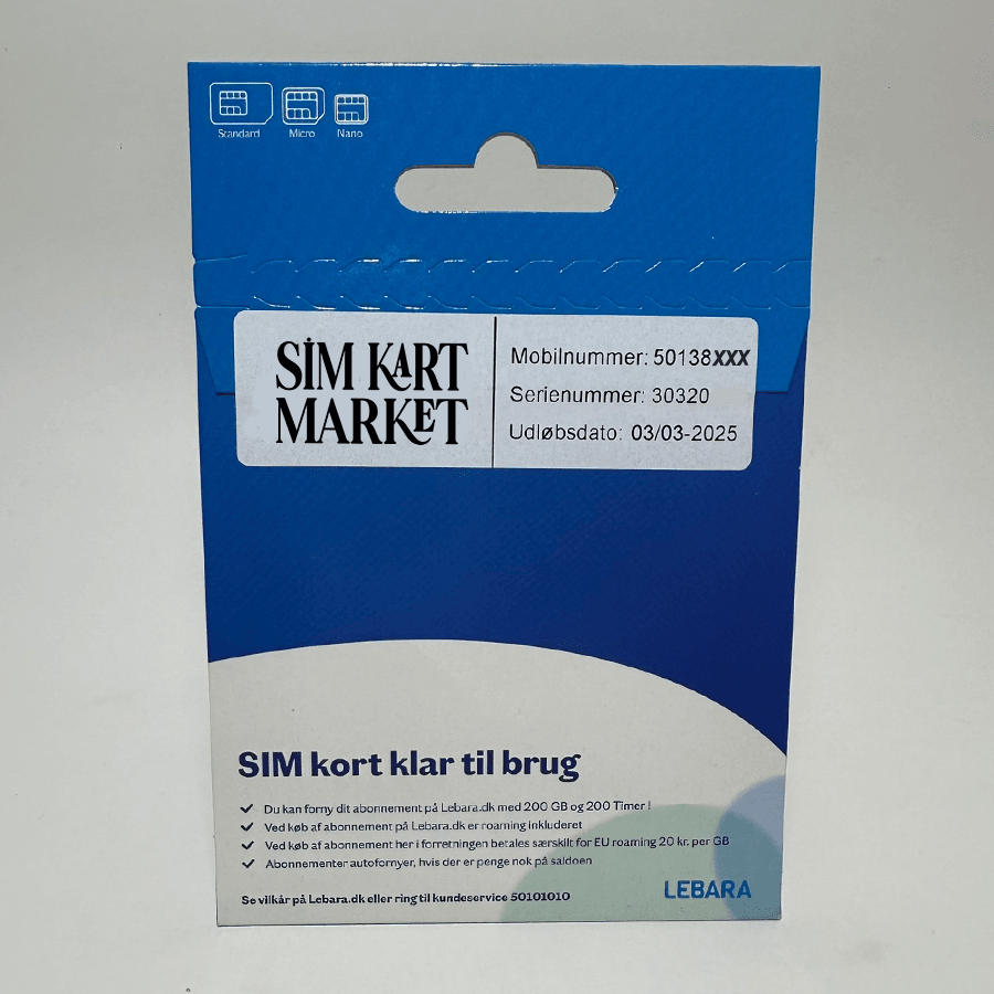 Danimarka Fiziksel Sim Kart