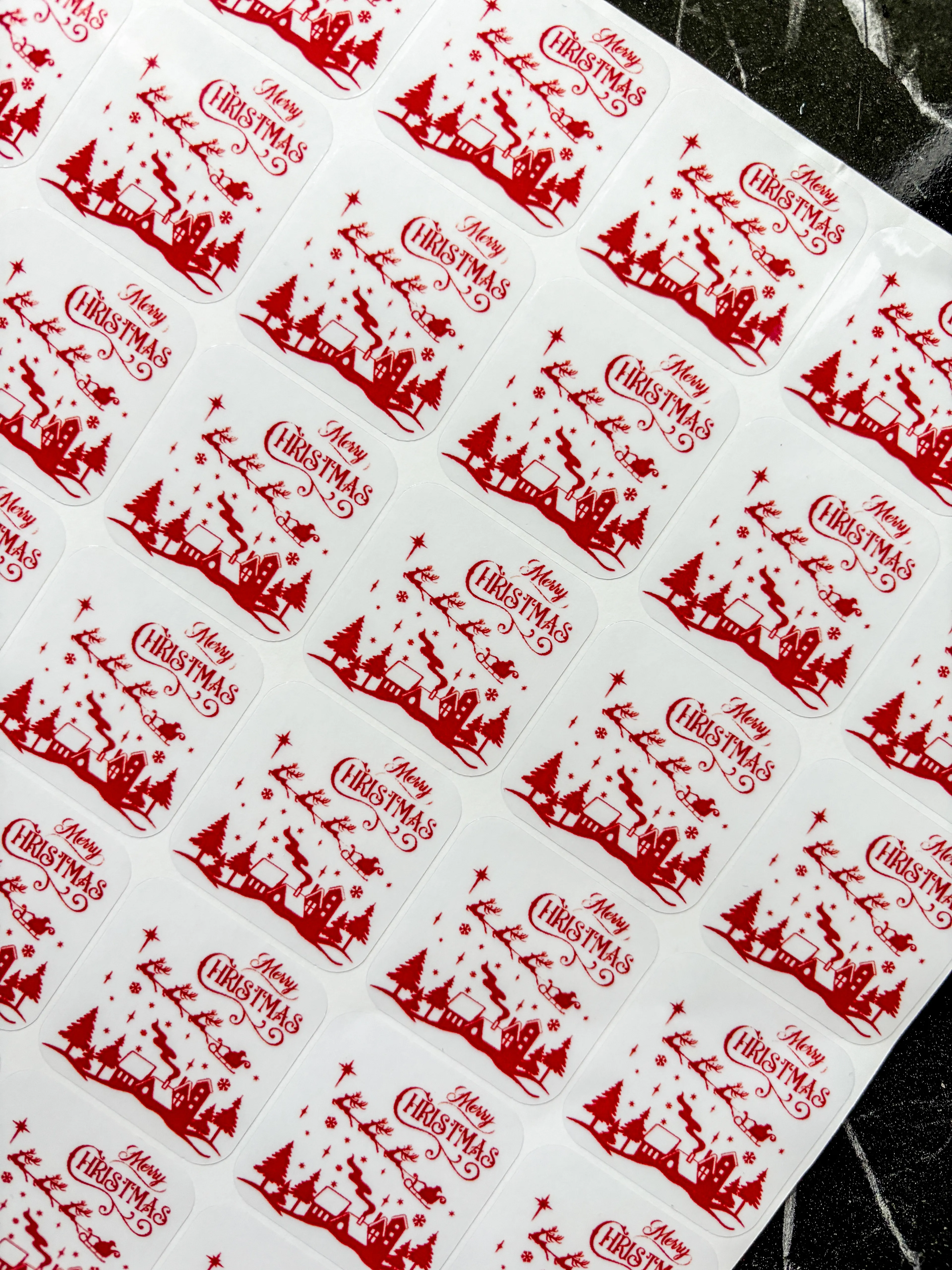 Şeffaf sticker 48 adet 3,5 cm yılbaşı sticker merry christmas sticker 