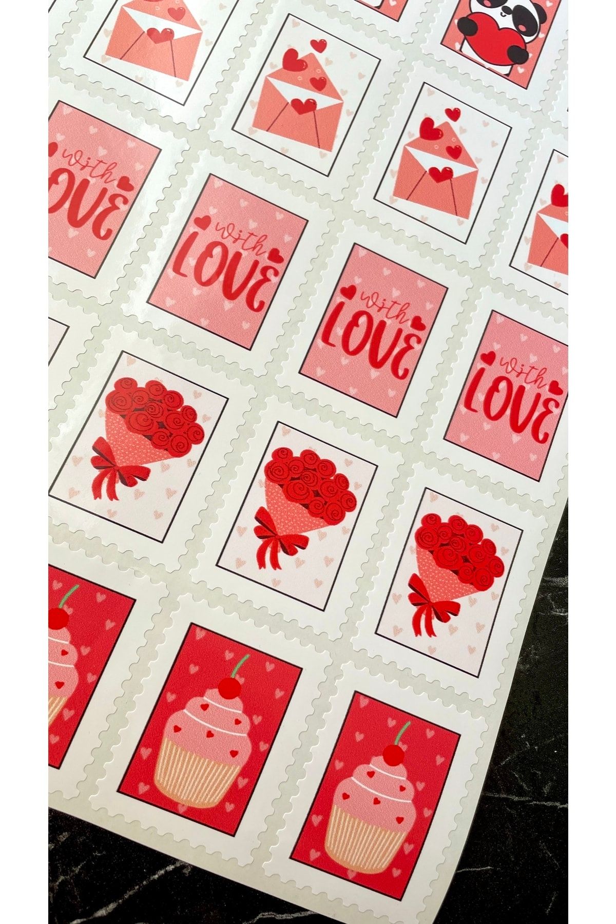 Sevgililer Günü Serisi 35 Adet 5x4 Cm Pul Kesim Sticker Karışık Model