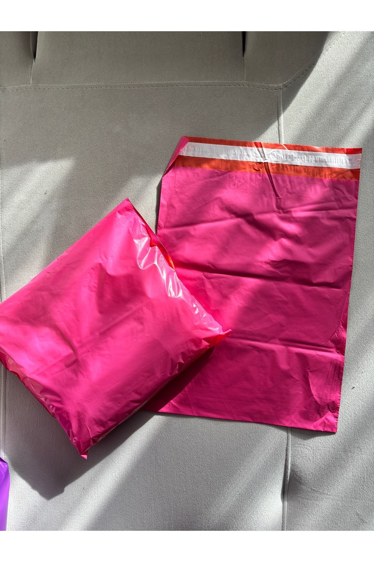 Pembe kargo poşeti 5 adet 30x37,5 cm büyük boy cepsiz kargo poşeti, hediye poşeti