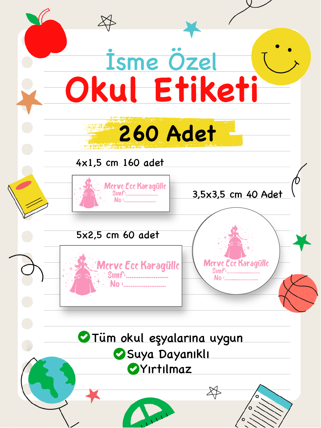 İsme Özel Okul Etiketi-98