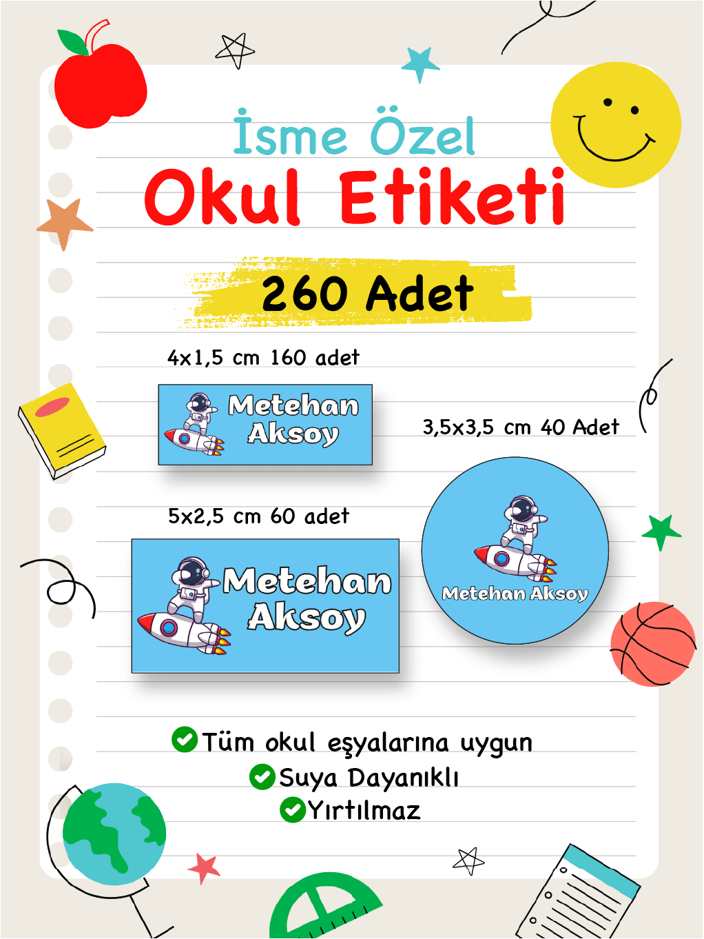 İsme Özel Okul Etiketi-16