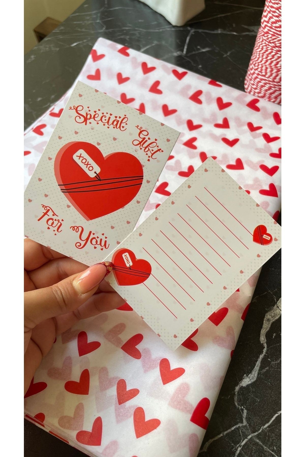 Sevgililer Günü Serisi 10x7 Cm 20 Adet Not/ Teşekkür Kartı Special Gift For You Not Yazma Bölmeli