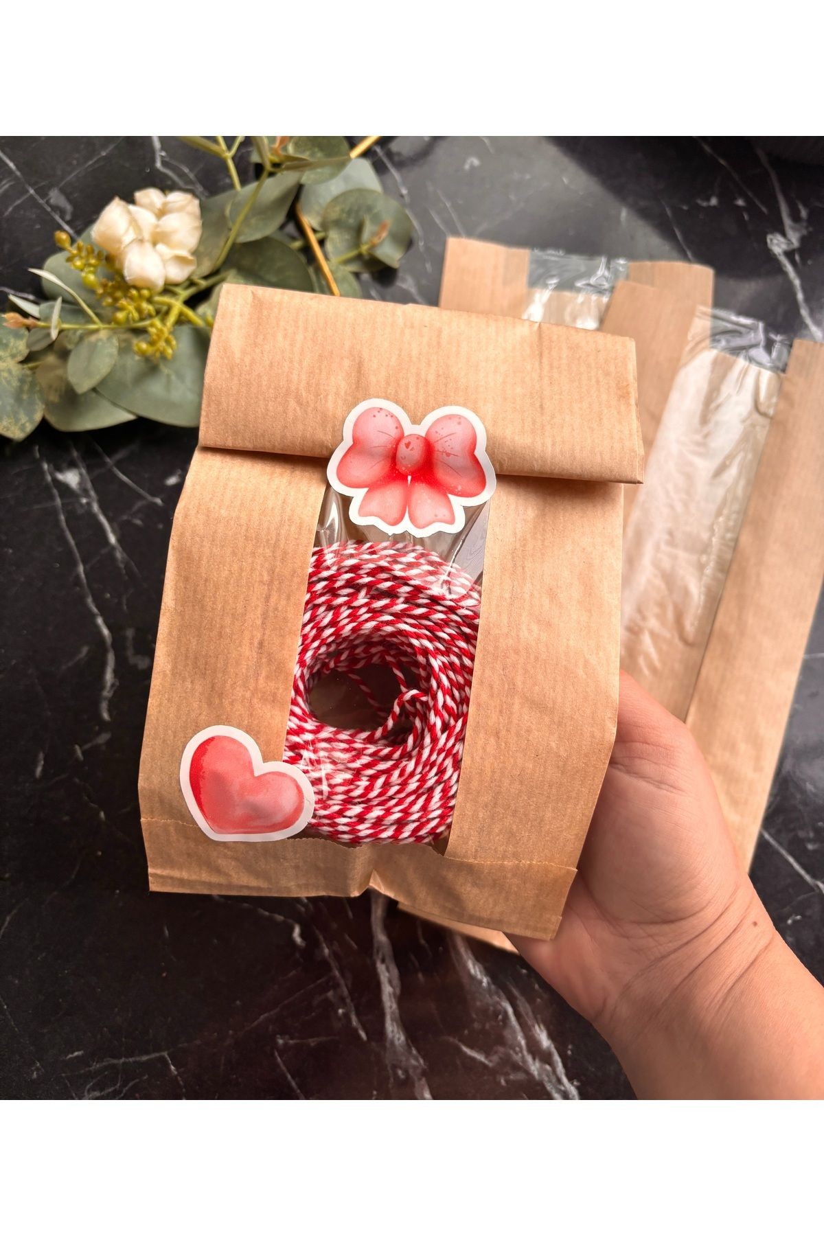 Pencereli Kese Kağıdı 12x25 Cm 10’lu Paket hediye paketi, kese kağıdı, anneler günü hediye paketi