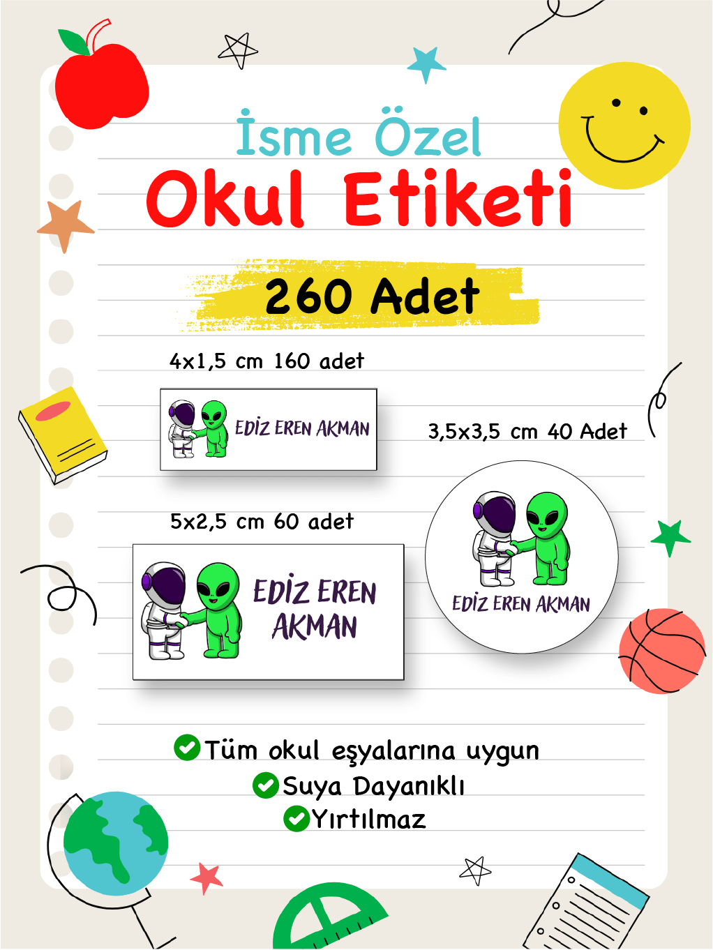 İsme Özel Okul Etiketi-70