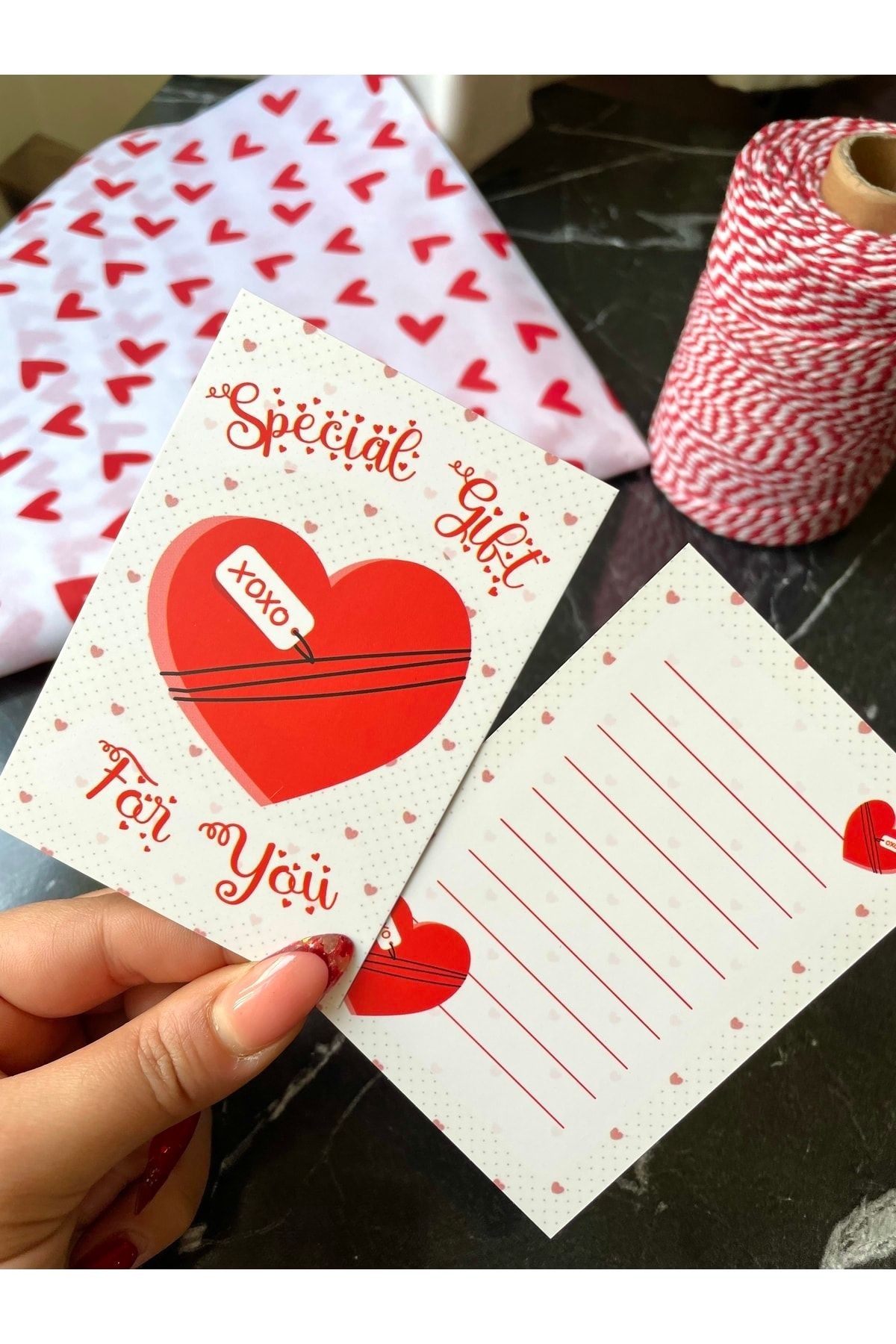 Sevgililer Günü Serisi 10x7 Cm 20 Adet Not/ Teşekkür Kartı Special Gift For You Not Yazma Bölmeli
