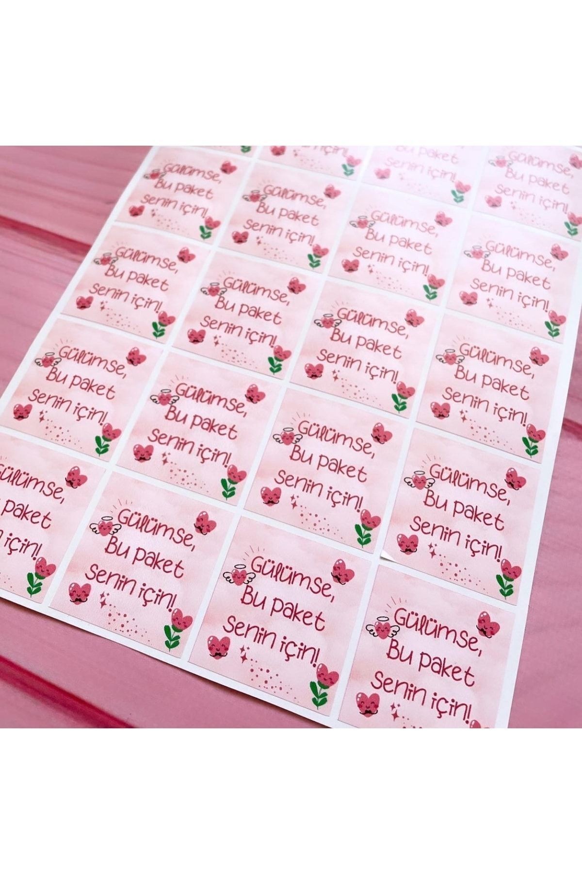 Sticker 4 Cm Kare “gülümse” 35 Adet Opak Sticker, Yapışkanlı Etiket, Küçük Işletme Sticker