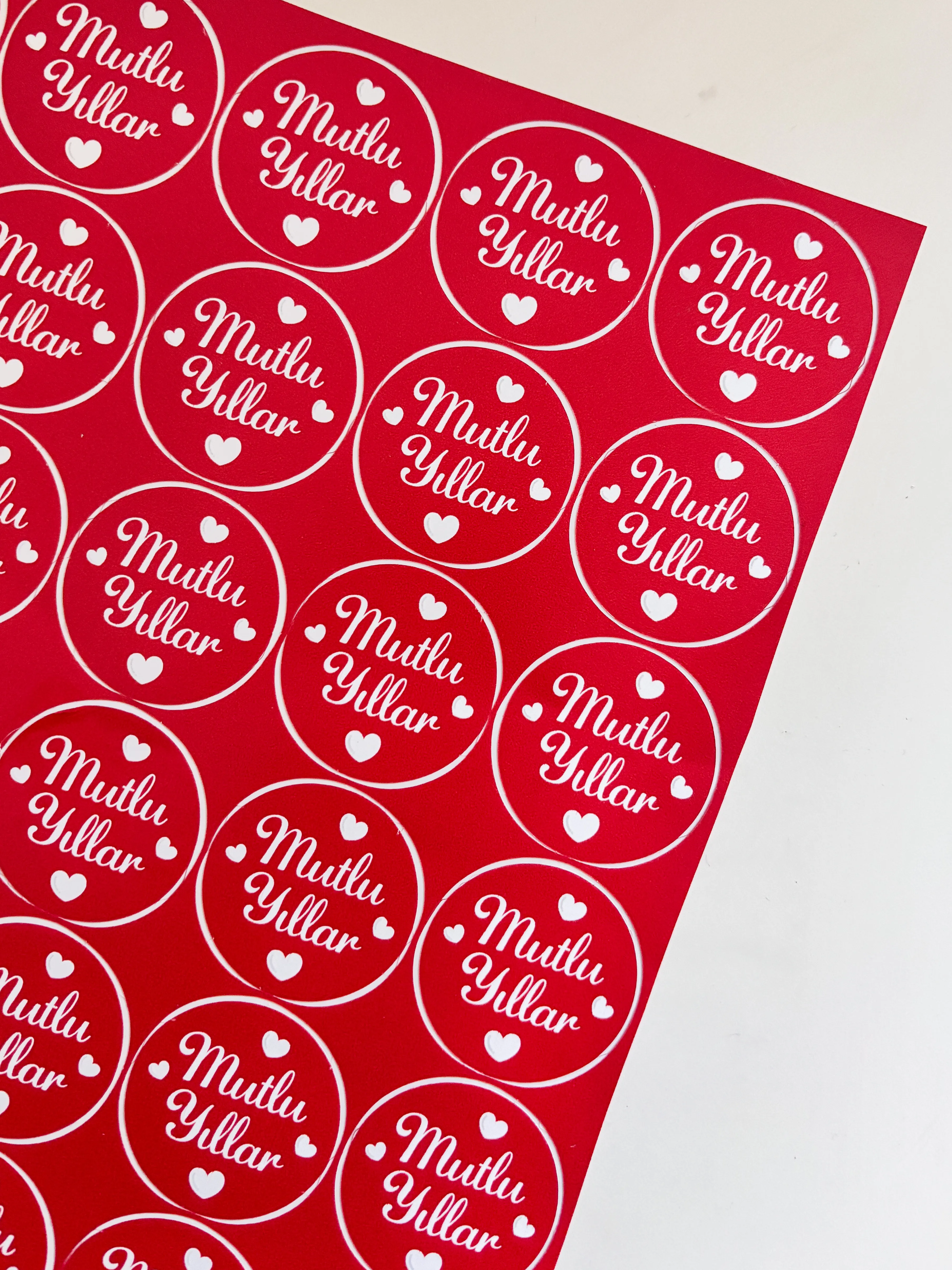 Opak Sticker 4 Cm 35 Adet Mutlu Yıllar, Yılbaşı Sticker, Yeni Yıl, Yapışkanlı Etiket