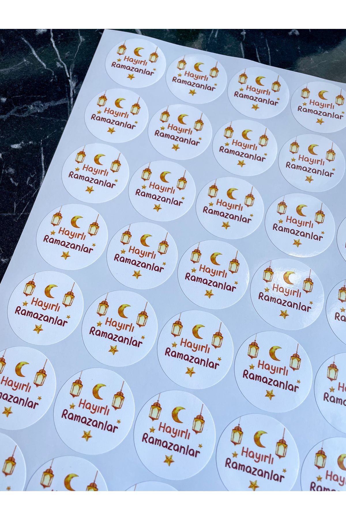 Ramazan Sticker 40 Adet 4 Cm Sticker Hayırlı Ramazanlar Yapışkanlı Etiket Opak Hediye Etiketi