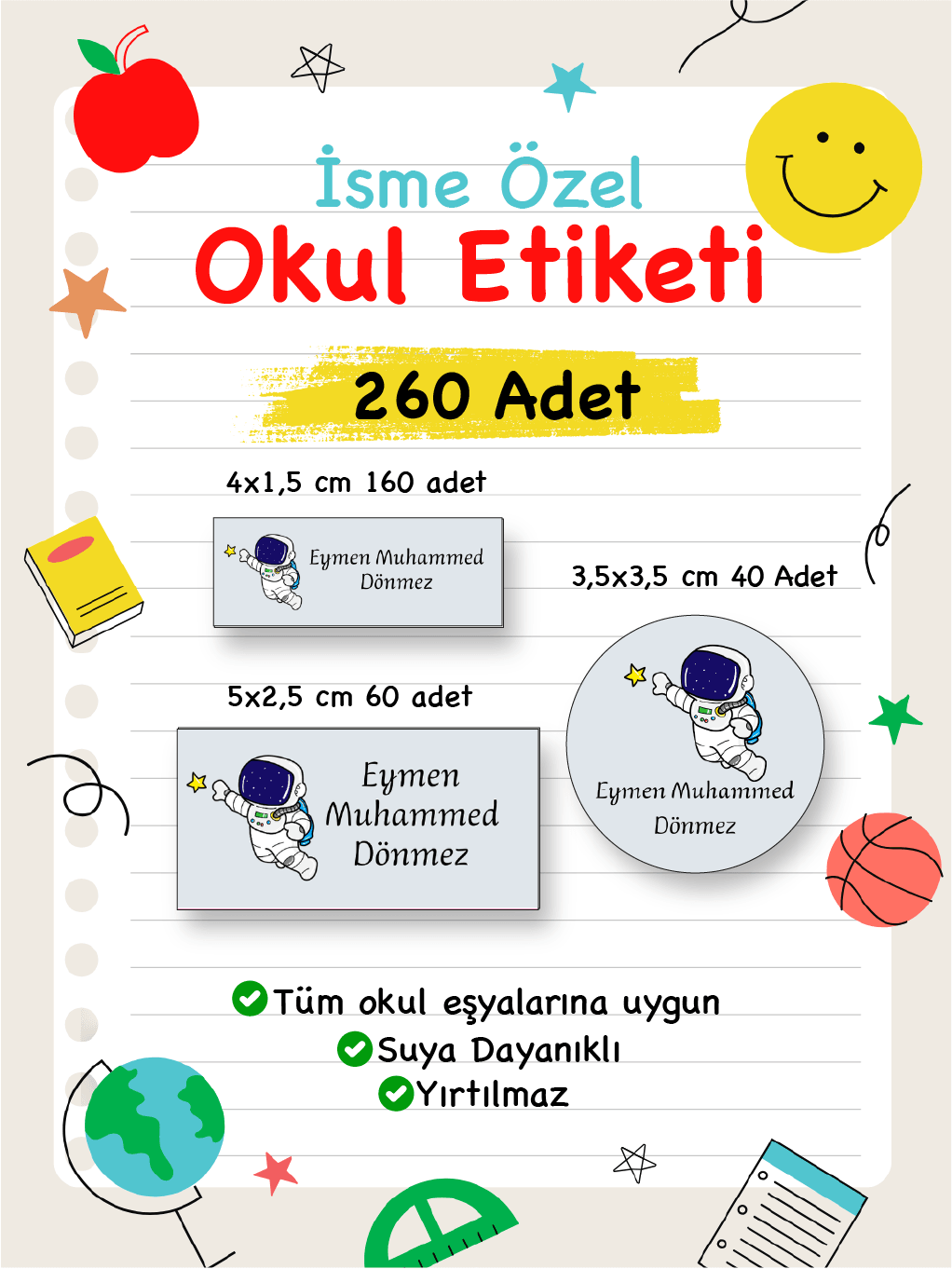 İsme Özel Okul Etiketi-91