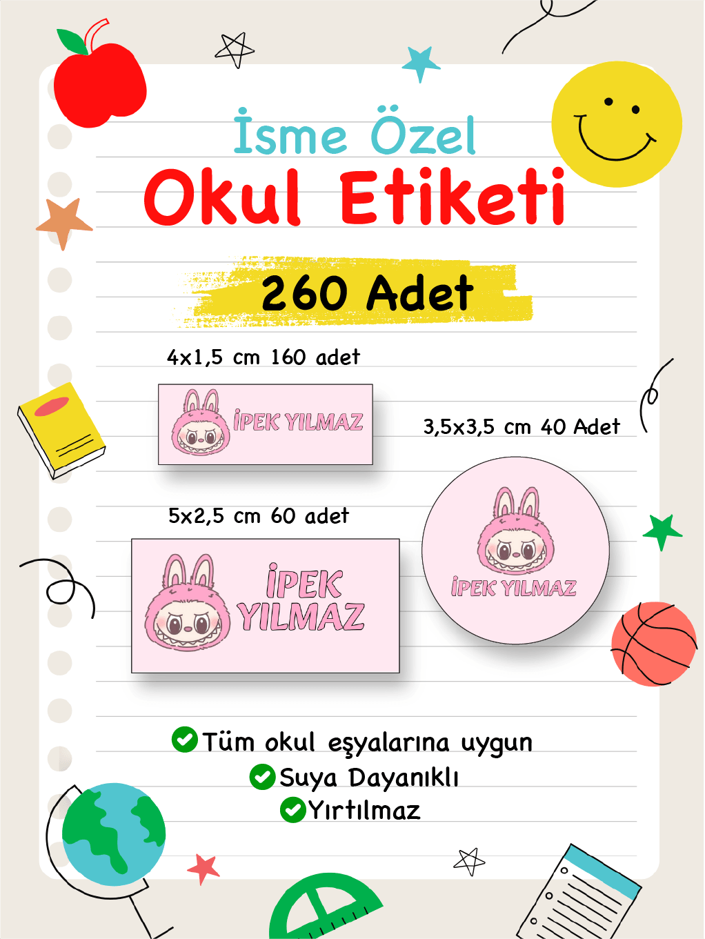 İsme Özel Okul Etiketi-112