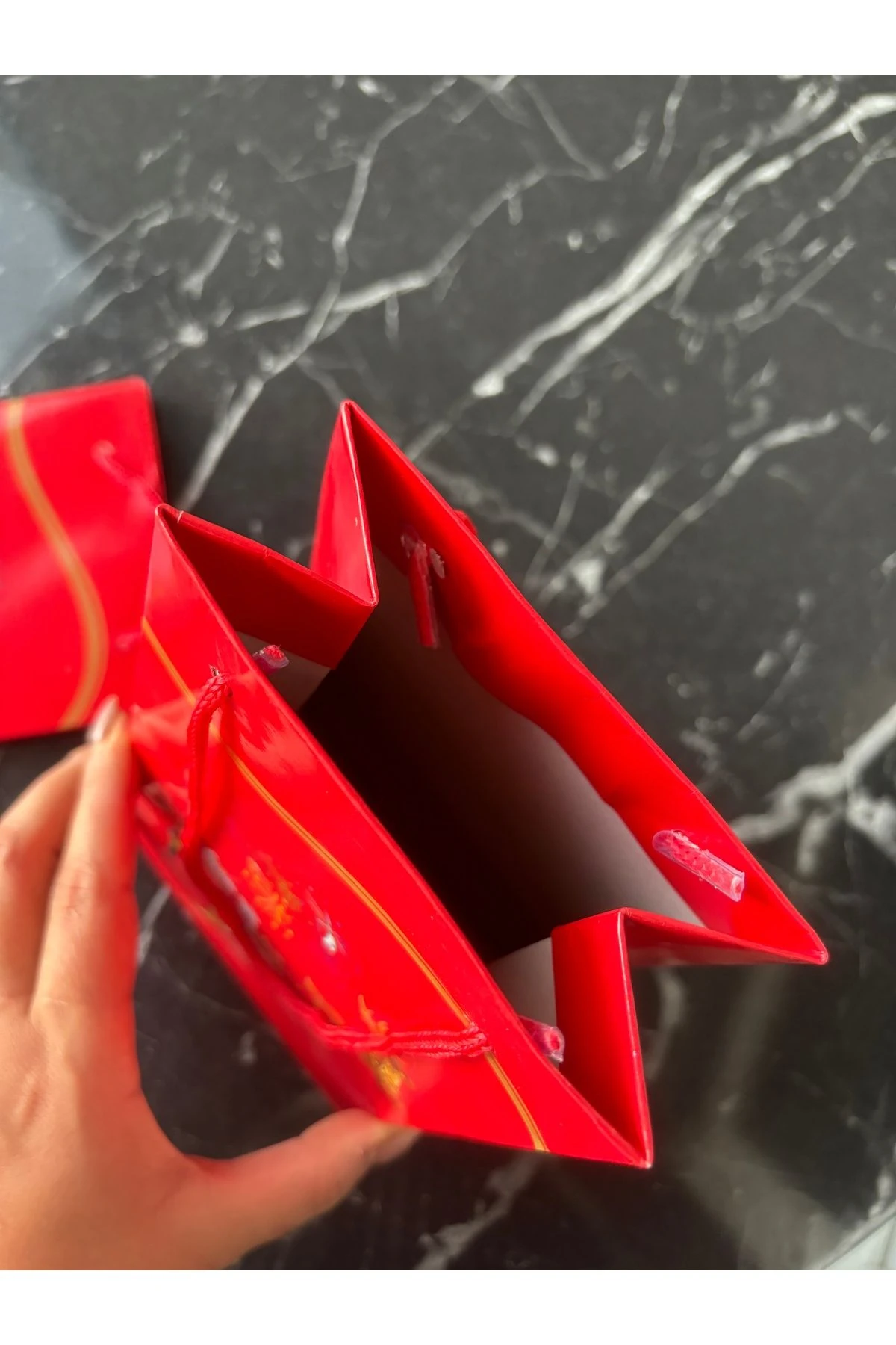 Yılbaşı karton çanta 1 adet, desenli poşet, hediye çantası, noel baba