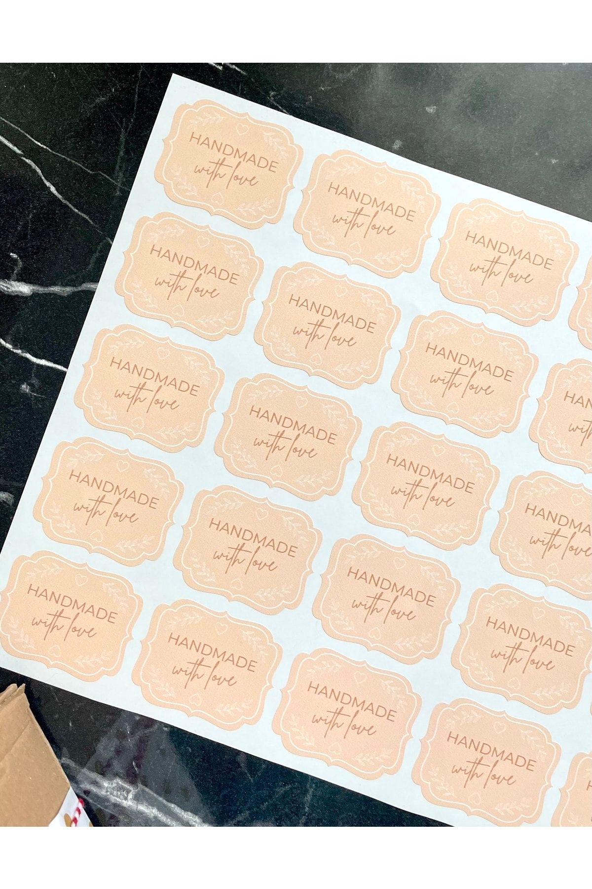 Handmade With Love Özel Kesim Sticker 5x4 Cm 30 Adet