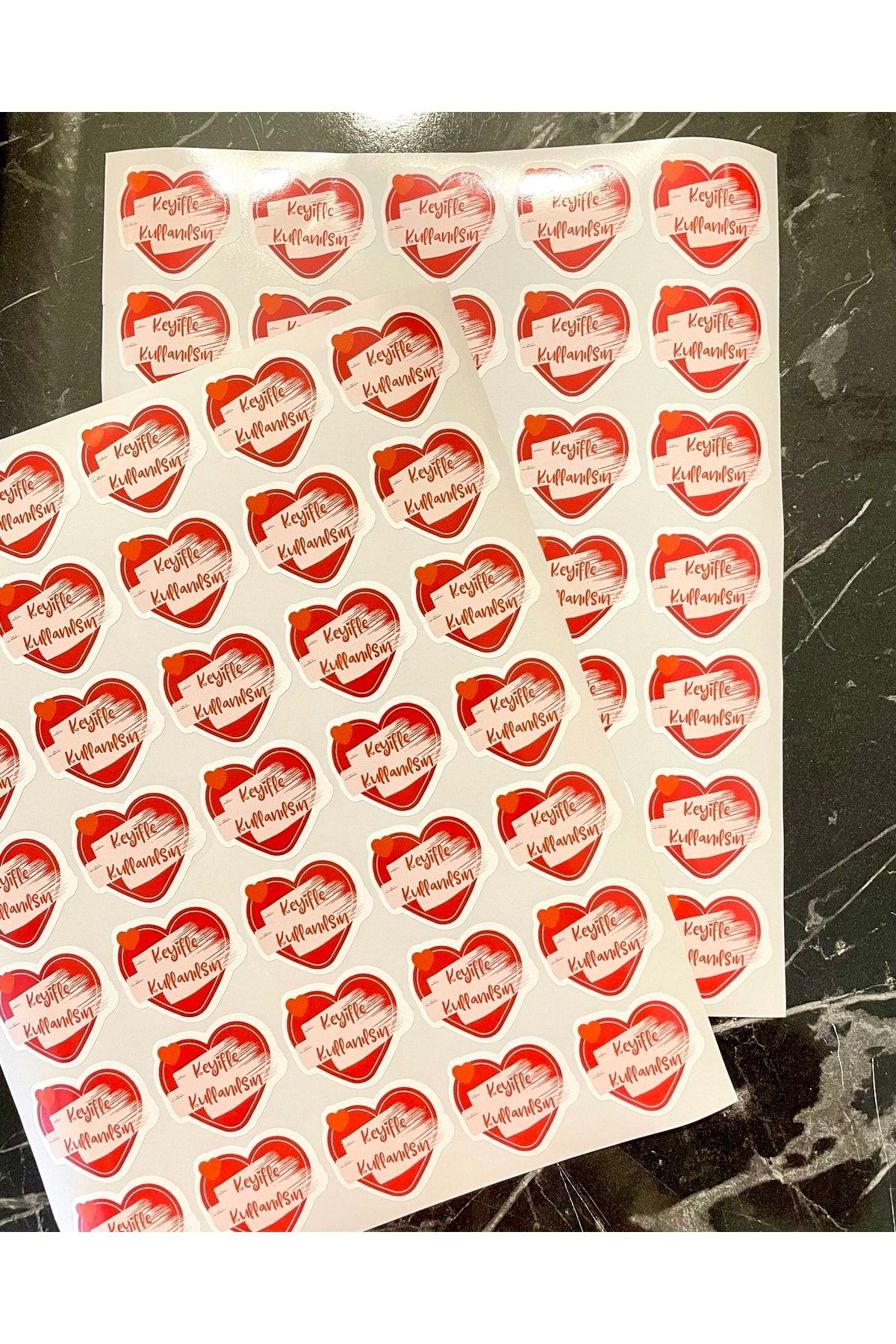 Keyifle Kullanılsın Sticker 5~cm 35 Adet Özel Kesim Yapışkanlı Etiket, Opak Sticker