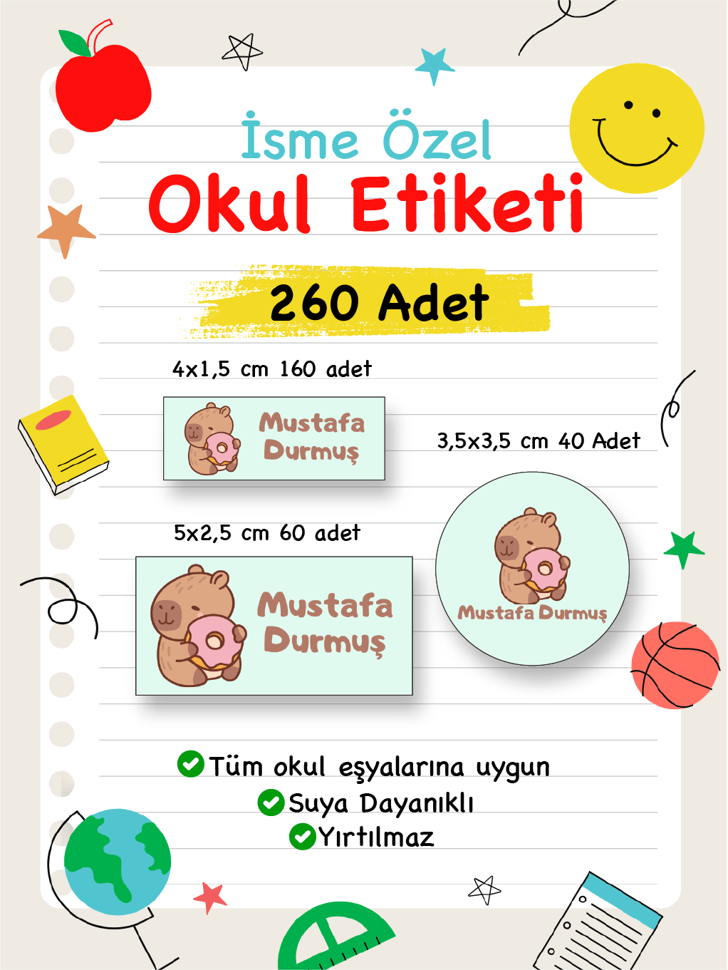 İsme Özel Okul Etiketi-107