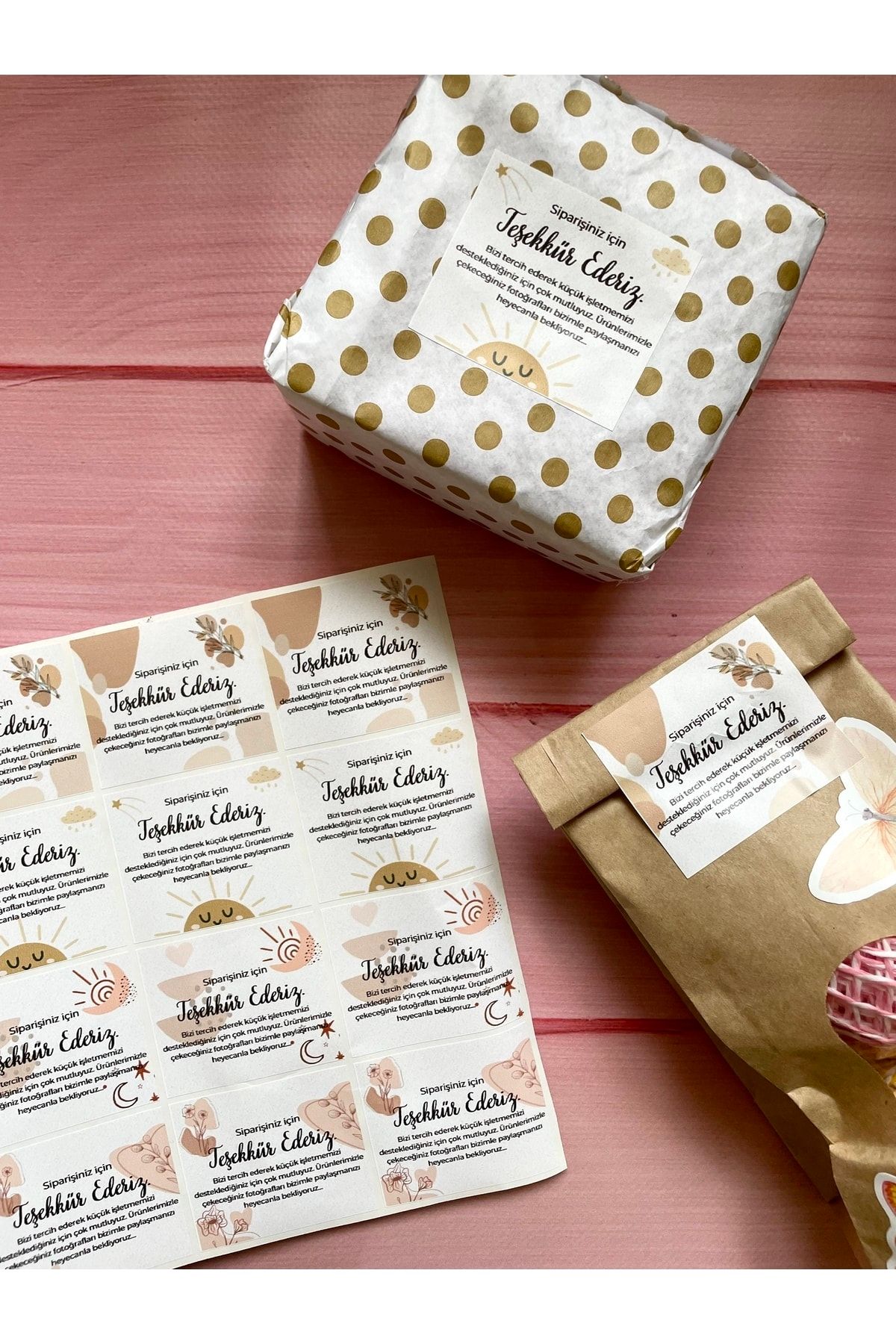 Bohem Küçük Işletme Teşekkür Stickerı 5x6 Cm 20 Adet Kadın Girişimci Etiket,