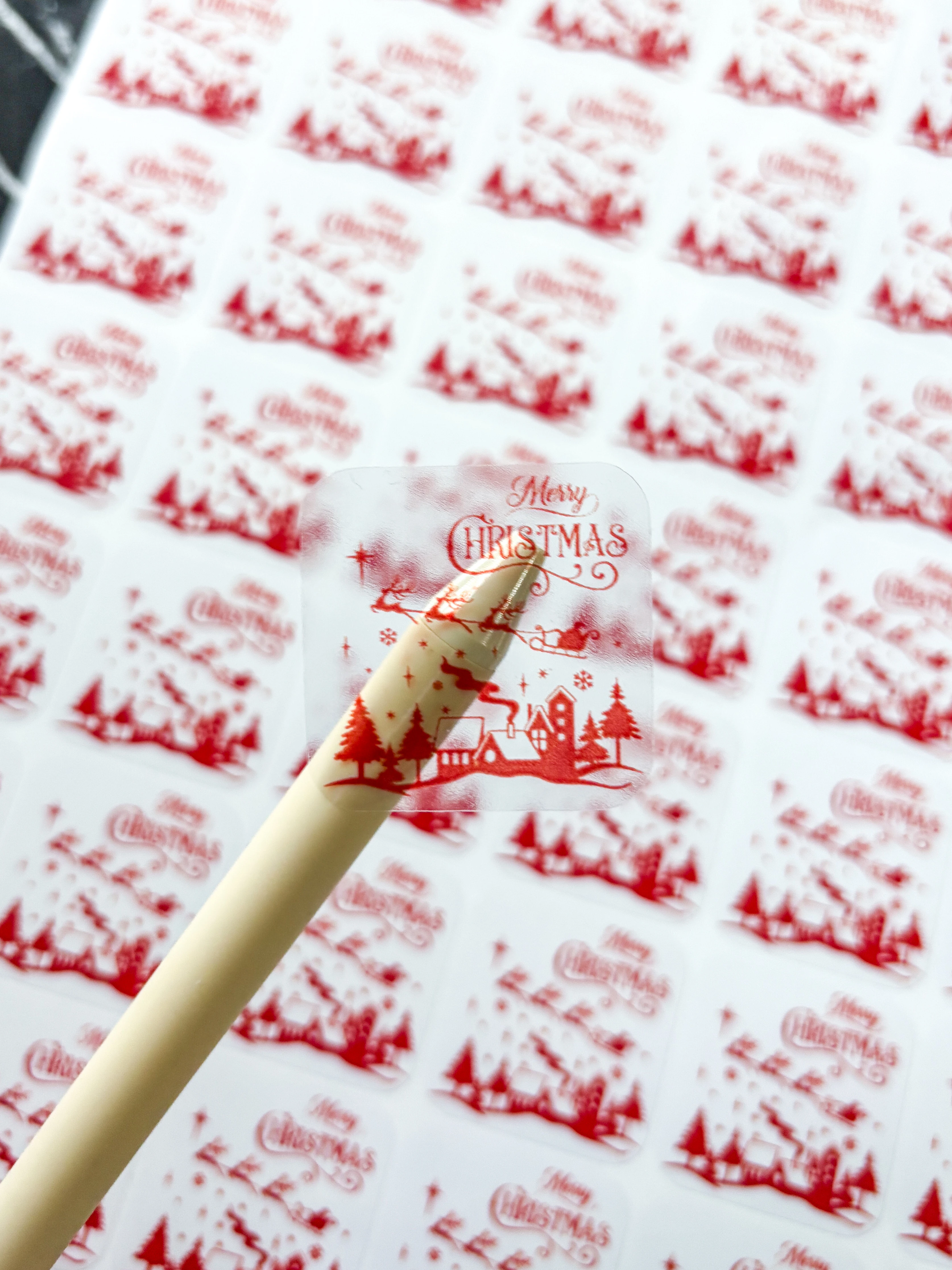 Şeffaf sticker 48 adet 3,5 cm yılbaşı sticker merry christmas sticker 