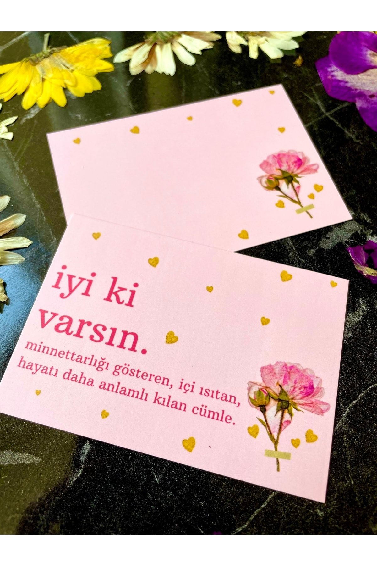 Sevgililer Günü Serisi 10x7 Cm 20 Adet Not Kartı ‘iyi Ki Varsın’ Teşekkür Kartı, Hediye Kartı