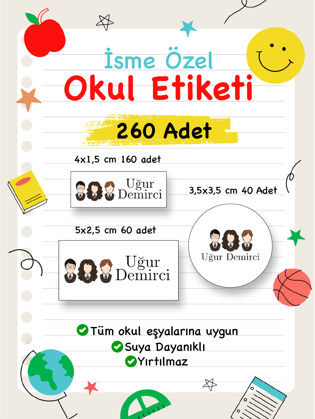İsme Özel Okul Etiketi-109