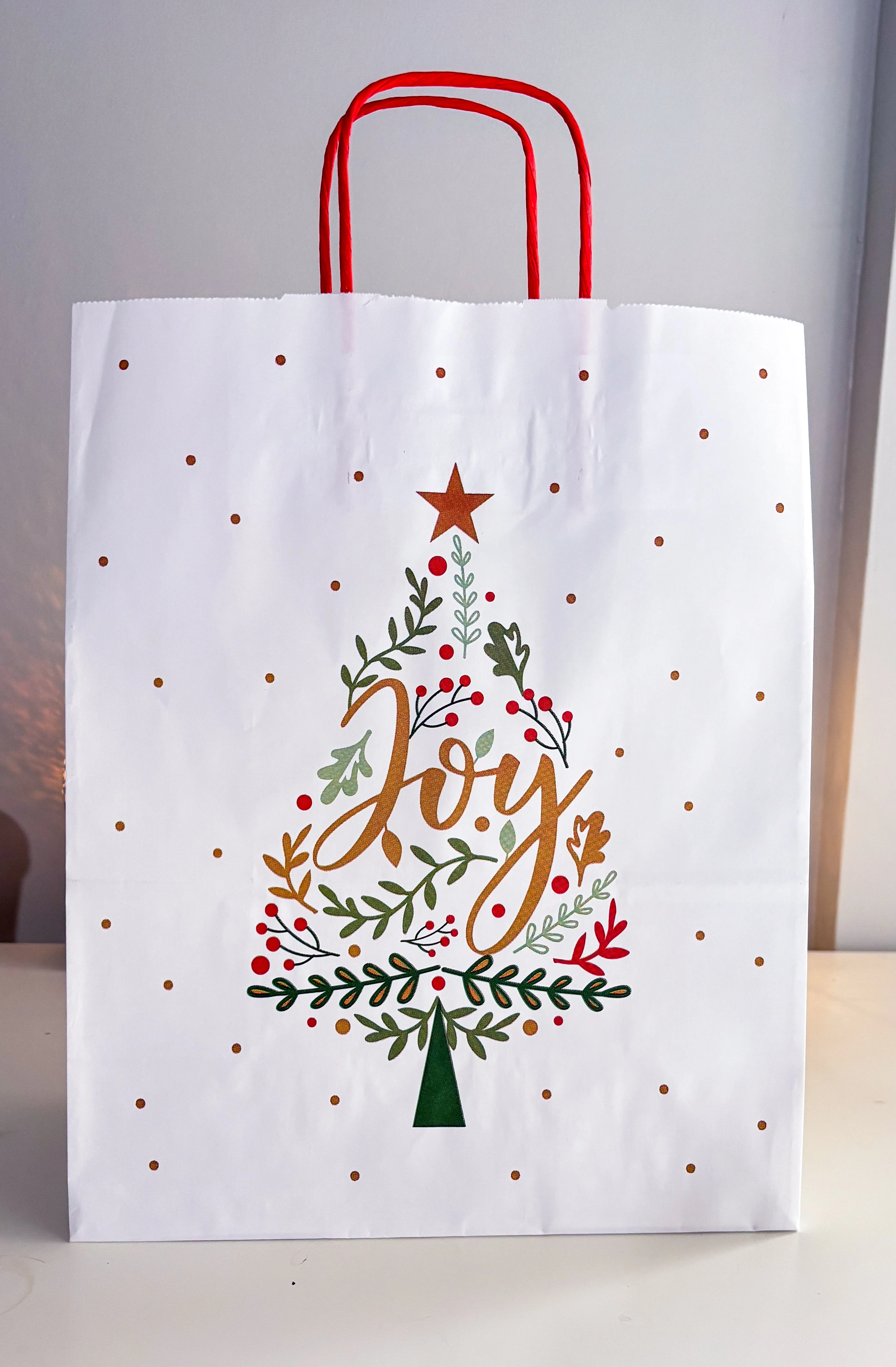 Yılbaşı desenli karton çanta 3 adet 12x25x31 cm hediye çantası, karton poşet, yılbaşı dekoru