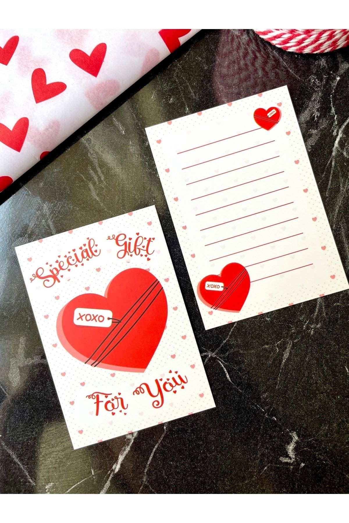 Sevgililer Günü Serisi 10x7 Cm 20 Adet Not/ Teşekkür Kartı Special Gift For You Not Yazma Bölmeli